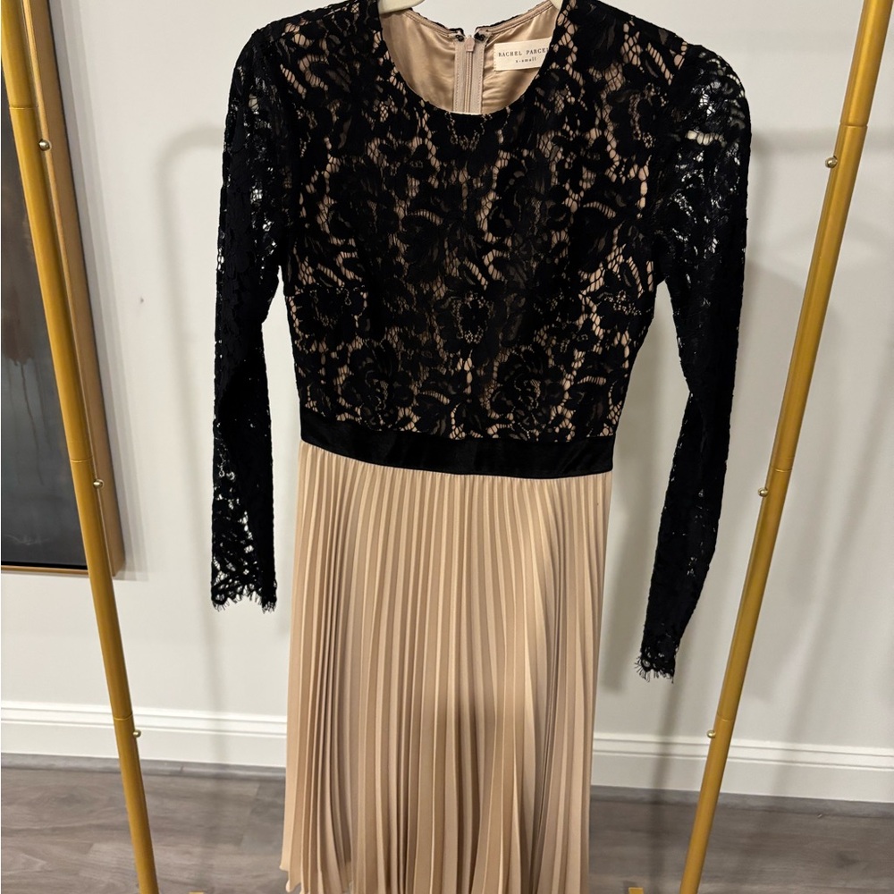Rachel Parcell Black and Tan Lace Midi Dress